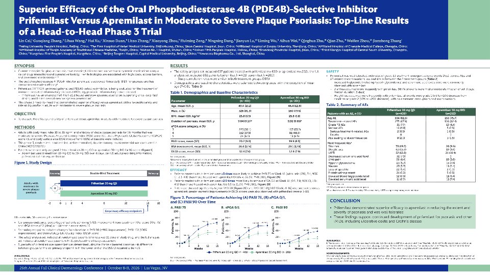 Poster: Head-to-head Phase 3 trial versus apremilast in plaque psoriasis